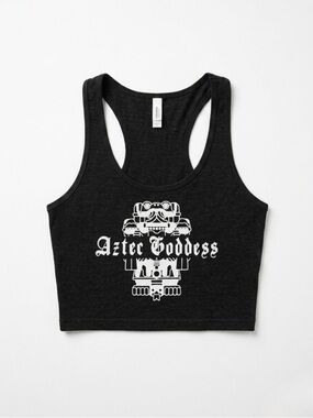 Rosio Black Tank Top with White Aztec Goddess Graphic